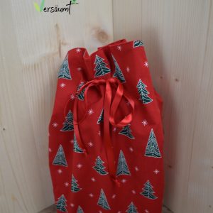 Geschenkbeutel Weihnachten rot grüne Tanne